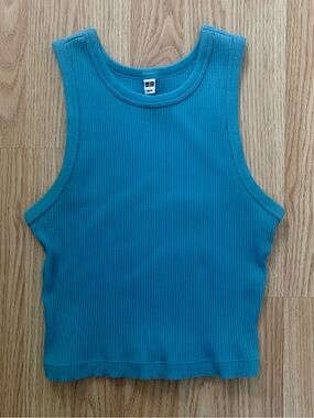 UNIQLO Women's Ribbed Tank Top in Sky Blue